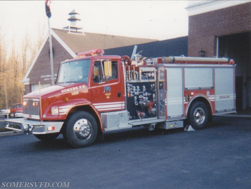 Engine 183 1996-2005.  
1996 Pierce/Freightliner.  
1500 GPM Rescue/Pumper.  
1000 Gallons.