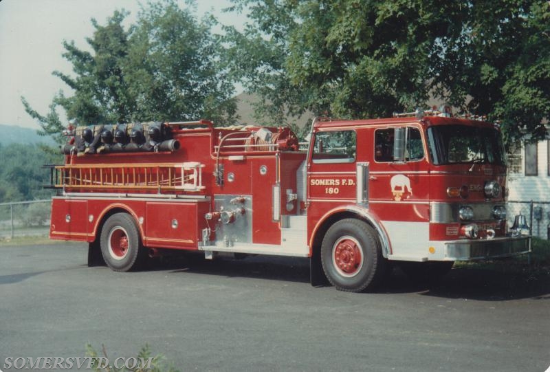 Engine 180.  1975 Oren.  
1000 GPM pumper.  
1000 Gallons.